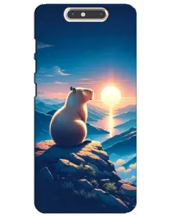Чехол для ZTE Blade V8 с картинкой «Закат солнца с капибарой»
