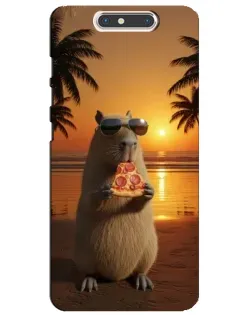 Чехол для ZTE Blade V8 с картинкой «Капибара с пиццей»