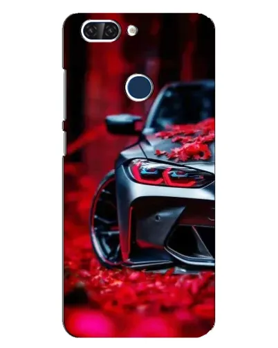 Чехол для ZTE Blade V9 с картинкой «Спортивная BMW и цветы»