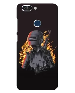 Чехол для ZTE Blade V9 с картинкой «PUBG — огненный силуэт»