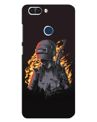 Чехол для ZTE Blade V9 с картинкой «PUBG — огненный силуэт»