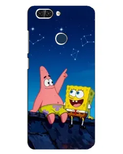 Чехол для ZTE Blade V9 с картинкой «Губка Боб и Патрик ночью»