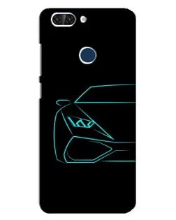 Чехол для ZTE Blade V9 с картинкой «Голубой силуэт Lamborghini»