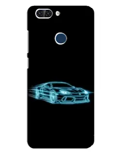 Чехол для ZTE Blade V9 с картинкой «Неоновый контур Lamborghini»