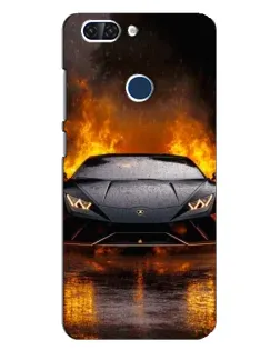 Чехол для ZTE Blade V9 с картинкой «Lamborghini в огне»