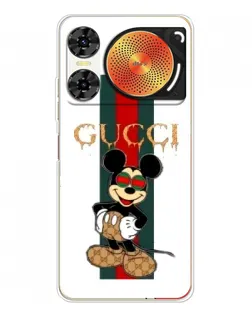 Чехол для ZTE Nubia Music 2 с картинкой «Микки Маус Gucci — полосы»