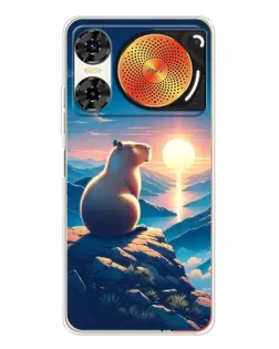 Чехол для ZTE Nubia Music 2 с картинкой «Закат солнца с капибарой»
