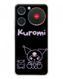 Чехол для ZTE Nubia Music с картинкой «Kuromi — черный минимализм»