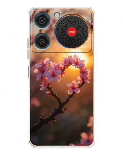 Чехол для ZTE Nubia Music с картинкой «Розовый цвет сердце на фоне заката» Чехол для ZTE Nubia Music с картинкой «Розовый цвет сердце на фоне заката»
