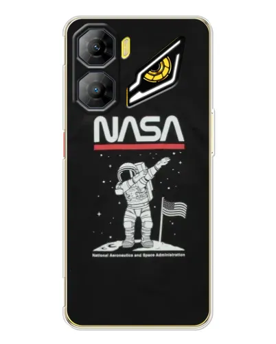 Чехол для ZTE Nubia Neo 3 с картинкой «NASA — шагаем по Луне»