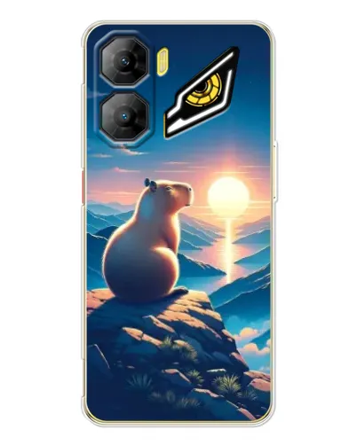 Чехол для ZTE Nubia Neo 3 с картинкой «Закат солнца с капибарой»