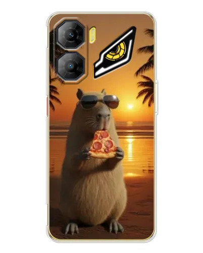 Чехол для ZTE Nubia Neo 3 с картинкой «Капибара с пиццей»