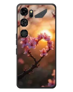 Чехол для ZTE Nubia Neo 5 GT 5G с картинкой «Розовый цвет сердце на фоне заката»