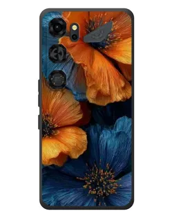 Чехол для ZTE Nubia Neo 5 GT 5G с картинкой «Яркая сине-оранжевая флора»