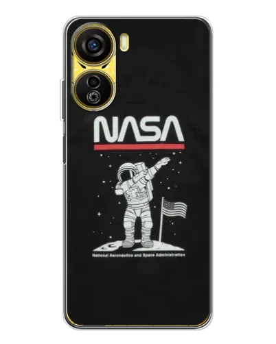 Чехол для ZTE Nubia Neo 5G с картинкой «NASA — шагаем по Луне»