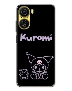 Чехол для ZTE Nubia Neo 5G с картинкой «Kuromi — черный минимализм»