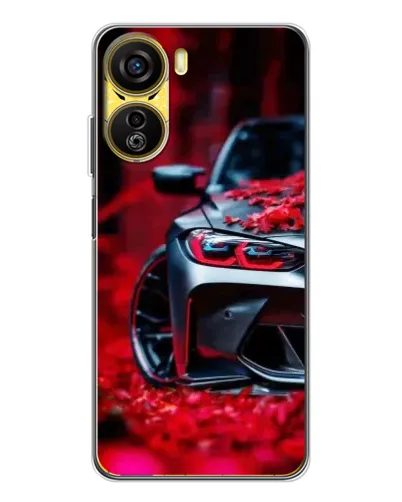 Чехол для ZTE Nubia Neo 5G с картинкой «Спортивная BMW и цветы»