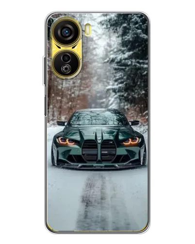 Чехол для ZTE Nubia Neo 5G с картинкой «BMW в зимнем лесу»