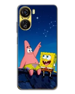Чехол для ZTE Nubia Neo 5G с картинкой «Губка Боб и Патрик ночью»