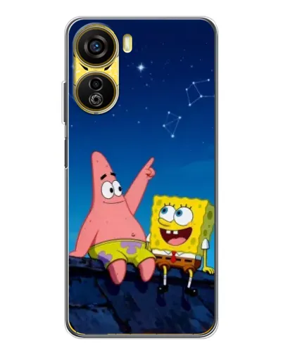 Чехол для ZTE Nubia Neo 5G с картинкой «Губка Боб и Патрик ночью»