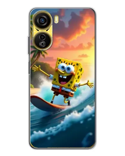 Чехол для ZTE Nubia Neo 5G с картинкой «Губка Боб серфингист»