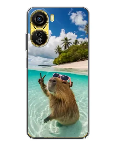 Чехол для ZTE Nubia Neo 5G с картинкой «Капибара на море»