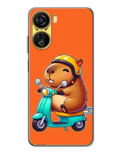 Чехол для ZTE Nubia Neo 5G с картинкой «Капибара на скутере»