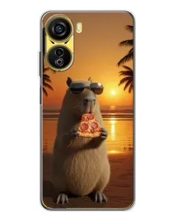 Чехол для ZTE Nubia Neo 5G с картинкой «Капибара с пиццей»