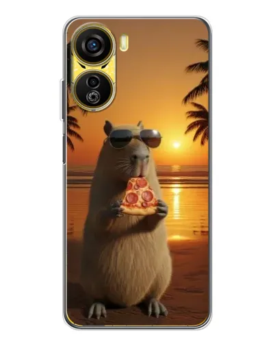 Чехол для ZTE Nubia Neo 5G с картинкой «Капибара с пиццей»