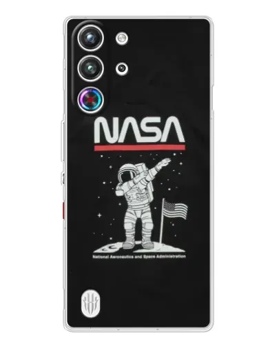 Чехол для ZTE Nubia RedMagic 10 Pro с картинкой «NASA — шагаем по Луне»
