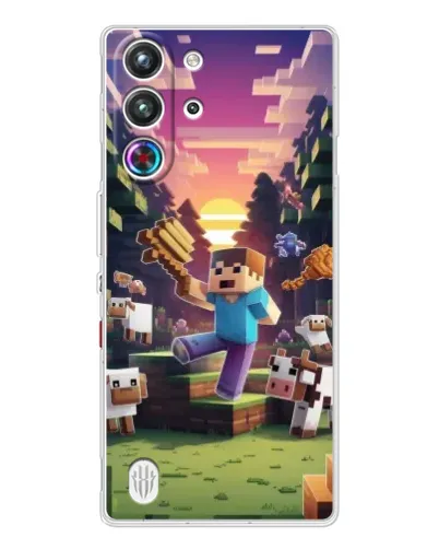Чехол для ZTE Nubia RedMagic 10 Pro с картинкой «Стив на ферме» Чехол для ZTE Nubia RedMagic 10 Pro с картинкой «Стив на ферме»
