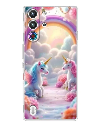 Чехол для ZTE Nubia RedMagic 10 Pro с картинкой «Радуга и единороги»