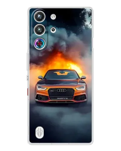 Чехол для ZTE Nubia RedMagic 10 Pro с картинкой «Audi в огненном дыму»