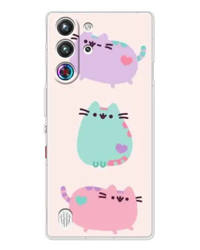 Чехол для ZTE Nubia RedMagic 10 Pro с картинкой «Pusheen трио»