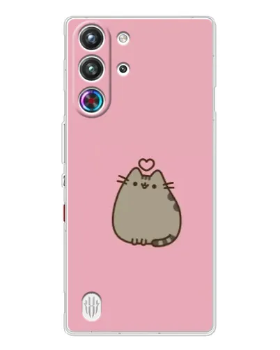 Чехол для ZTE Nubia RedMagic 10 Pro с картинкой «Pusheen сердце»