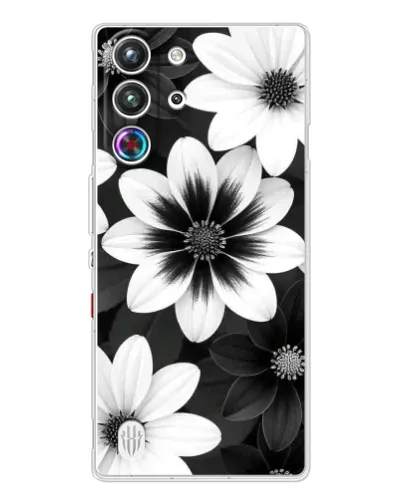 Чехол для ZTE Nubia RedMagic 10 Pro с картинкой «Монохромные астры» Чехол для ZTE Nubia RedMagic 10 Pro с картинкой «Монохромные астры»