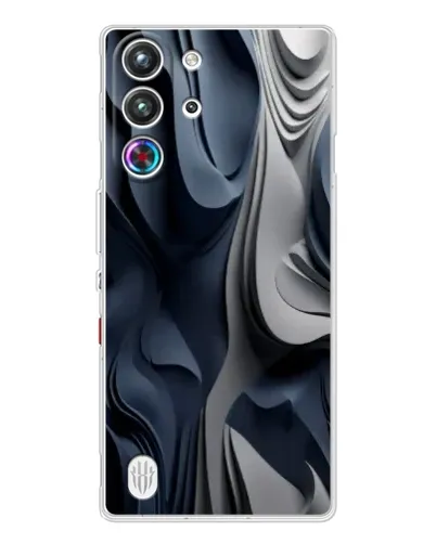 Чехол для ZTE Nubia RedMagic 10 Pro с картинкой «Объемные синие складки»