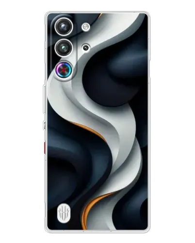 Чехол для ZTE Nubia RedMagic 10 Pro с картинкой «Объемные черно-белые ленты»