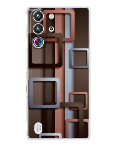 Чехол для ZTE Nubia RedMagic 10 Pro с картинкой «Коричневые объемные квадраты»