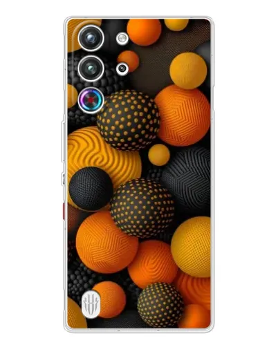 Чехол для ZTE Nubia RedMagic 10 Pro с картинкой «Объемные оранжевые сферы»