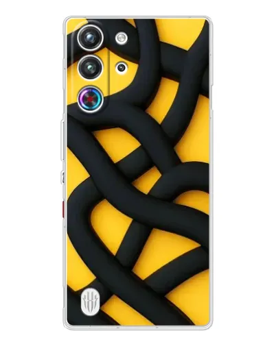 Чехол для ZTE Nubia RedMagic 10 Pro с картинкой «Черное желтое переплетение»