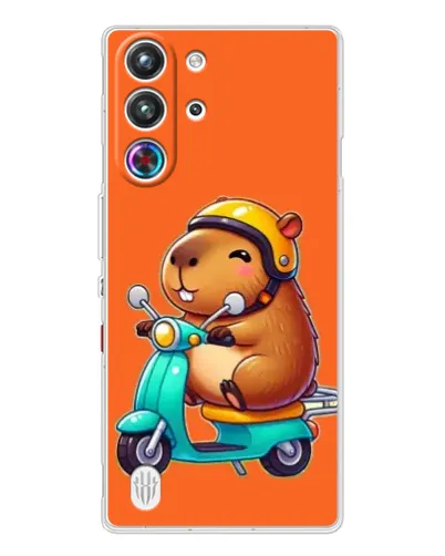 Чехол для ZTE Nubia RedMagic 10 Pro с картинкой «Капибара на скутере»