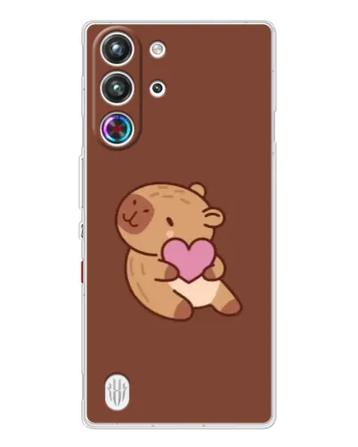 Чехол для ZTE Nubia RedMagic 10 Pro с картинкой «Капибара с сердцем»