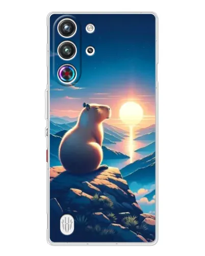 Чехол для ZTE Nubia RedMagic 10 Pro с картинкой «Закат солнца с капибарой»