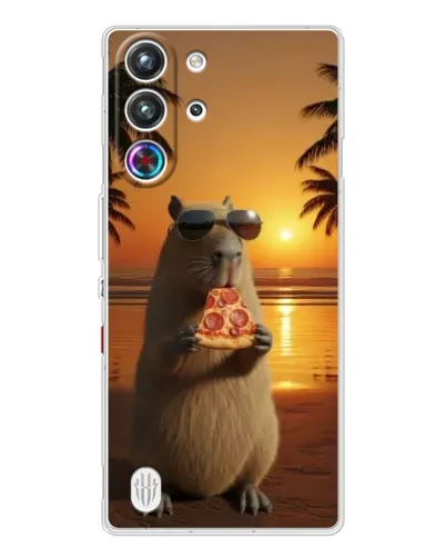 Чехол для ZTE Nubia RedMagic 10 Pro с картинкой «Капибара с пиццей»