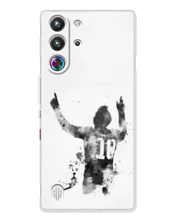 Чохол для ZTE Nubia RedMagic 10 Pro з картинкою «Чорно-білий силует Мессі»