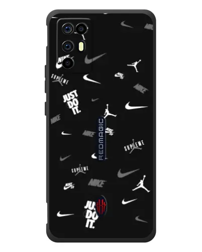 Чехол для ZTE Nubia RedMagic 6R с картинкой «Nike Black Pattern»