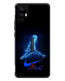 Чехол для ZTE Nubia RedMagic 6R с картинкой «Jordan Neon Blue»