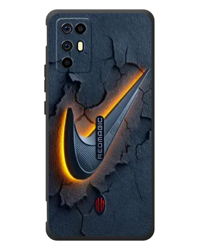 Чехол для ZTE Nubia RedMagic 6R с картинкой «Объемный логотип Найк»