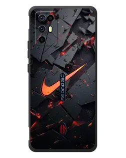 Чехол для ZTE Nubia RedMagic 6R с картинкой «Nike — эффект разломов»